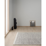 Block & Chisel white/black wool rug with white trim