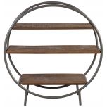Block & Chisel round bookshelf with wooden shelves and iron frame