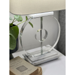 Block & Chisel crystal, iron and marble lamp with white linen shade