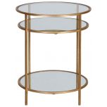 Block & Chisel round side table with clear glass shelving
