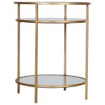 Block & Chisel round side table with clear glass shelving