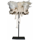 Block & Chisel shell and feather headdress on metal stand