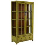 Block & Chisel lime wooden cabinet with glass doors