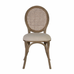 block and chisel dining chair with rattan back and linen seat