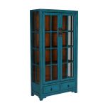 Block & Chisel blue wooden cabinet with glass doors