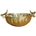 Block & Chisel round brass bowl with horns
