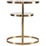 Block & Chisel round glass top side table with steel frame