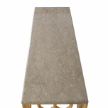 Block & Chisel geometric mango wood base console with marble top