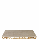 Block & Chisel geometric mango wood base console with marble top