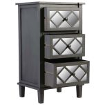 Block & Chisel wooden 3 drawer bedside table with gunmetal finish