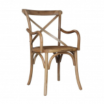 Block & Chisel Antique Oak crossback armchair with rattan seat