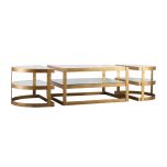 Block & Chisel oval iron coffee table with glass shelves