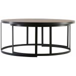 Block & Chisel round antique weathered oak nested coffee table with matt black base