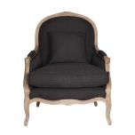french style lounge chair in charcoal