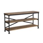 industrial 2 tier metal and wood console