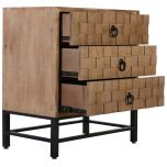 Block & Chisel 3 drawer wood and metal bedside table