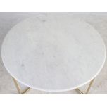 Block & Chisel round coffee table with marble top and iron base