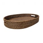Natural oval rattan tray