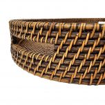Natural oval rattan tray