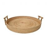 Natural wicker tray with handles