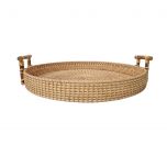 Natural wicker tray with handles