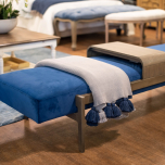 Arabel Day bed in blue navy velvet and a slidable metal table