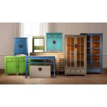Painted cabinet with glass doors and drawers