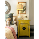yellow lacquered chinese storage cabinet