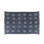 blue cotton rug with flower detail