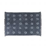 blue cotton rug with flower detail