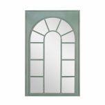 Cathedral mirror with green metal frame