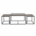 Nesting coffee tables metal with antique brass tops