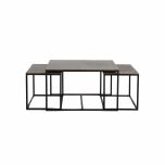 Nesting coffee tables metal with antique brass tops