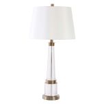 Block & Chisel metal and clear crystal lamp with white faux silk shade