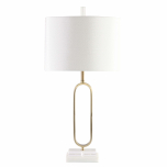 gold metal contemporary lamp base with white lampshade