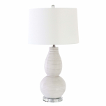 white organic ceramic lamp base and silk shade