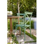 Block and chisel pvc cross back dining chair 