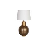 Table lamp with brass base and white shade 