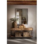 Block & Chisel rectangular reclaimed wood console table with iron legs