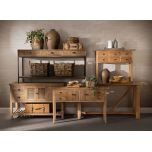 Block & Chisel rectangular reclaimed wood console table with iron legs