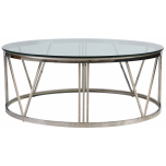 Block & Chisel round stainless steel coffee table with tempered glass top