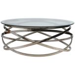Block & Chisel stainless steel coffee table with tempered glass top