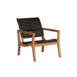 Block and chisel teak and leather armchair