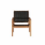 Block and chisel teak and leather armchair