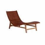 Block and chisel teak and leather lounger