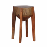 Rustic wooden 4 legged acacia stool or side table