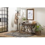 Block & Chisel antique weathered oak desk with matt black wrought iron base