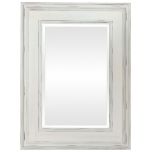 Block & Chisel rectangular wooden mirror with distressed antique white finish