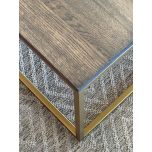 Lillian coffee table with gold base and antique weathered top