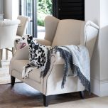 locally made loveseat in vanilla fabric